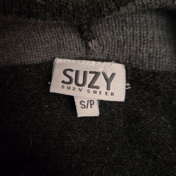 Y2K Gray Belted Sweater Size S Silver Oval Buckle Retro Mod Cowl Neck Fitted - Picture 9 of 10